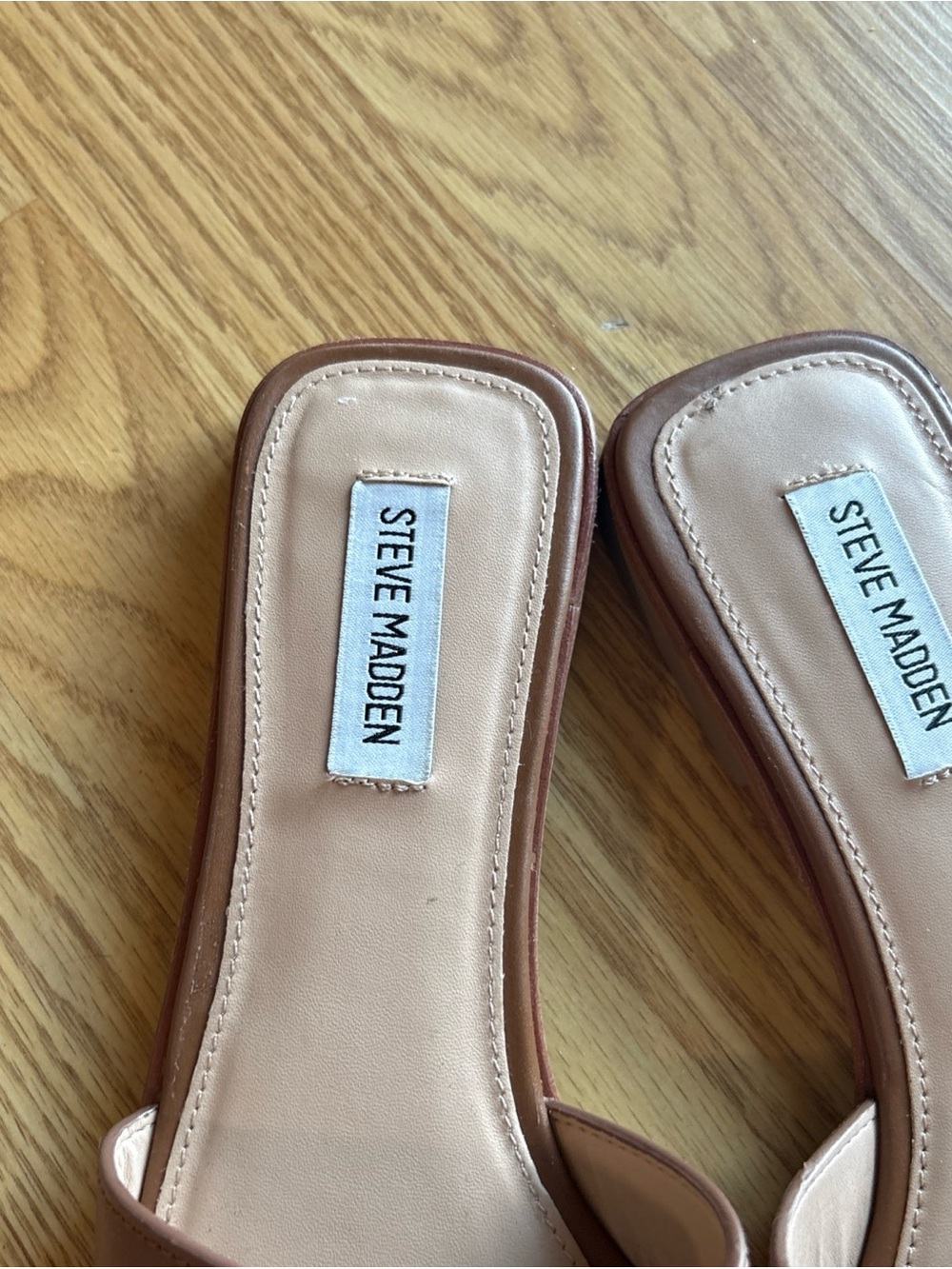 Steve Madden Tan Brown Open-Hole Slide Sandals - Picture 2 of 3